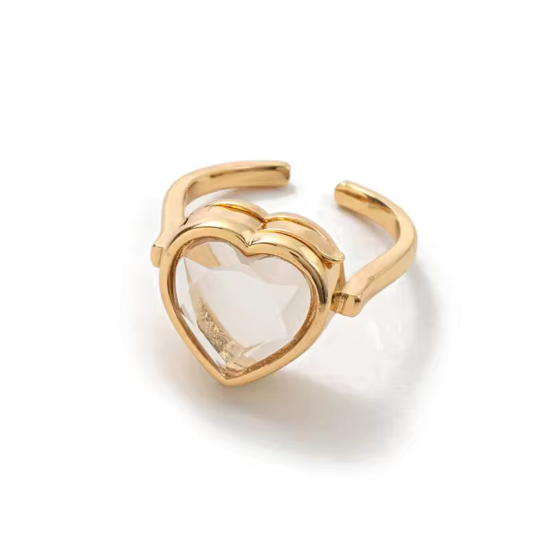 Gold Glass Charm Ring