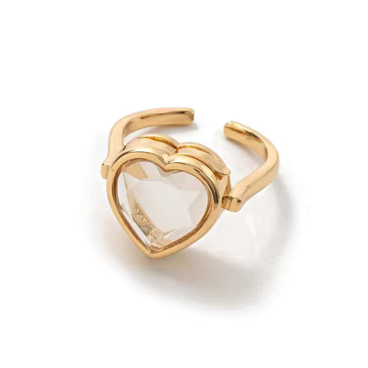 Gold Glass Charm Ring